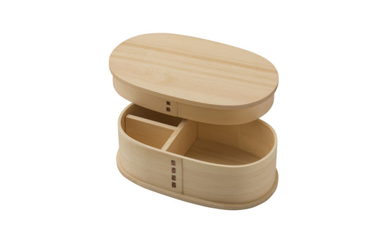 曲げわっぱ弁当箱 BENTO BOX 小判型一段 ナチュラル白系 1セット/5点