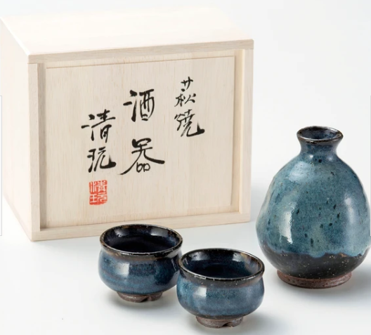 酒器セット 陶器 萩焼 陶彩「リファイン」蒼釉わたつみ